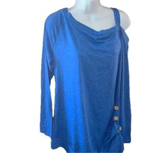Blue Asymmetrical Off-Shoulder Top
